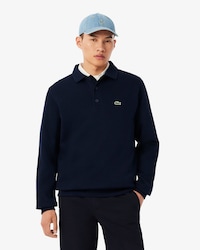Men's Ribbed Cotton Polo Collar Sweatshirt
