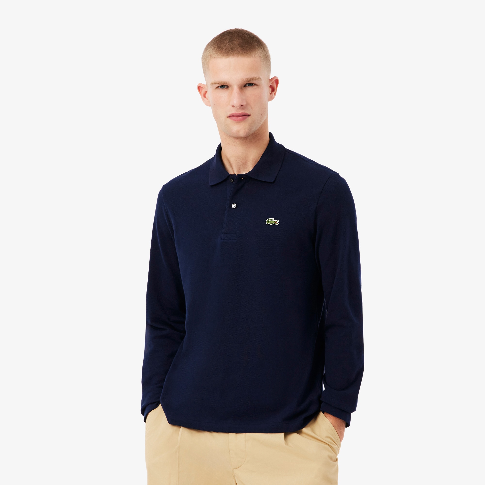 LACOSTE ネイビー 長袖ポロシャツ US S LACOSTE（ラコステ） ポロシャツ 長袖 メンズ ロングスリーブ