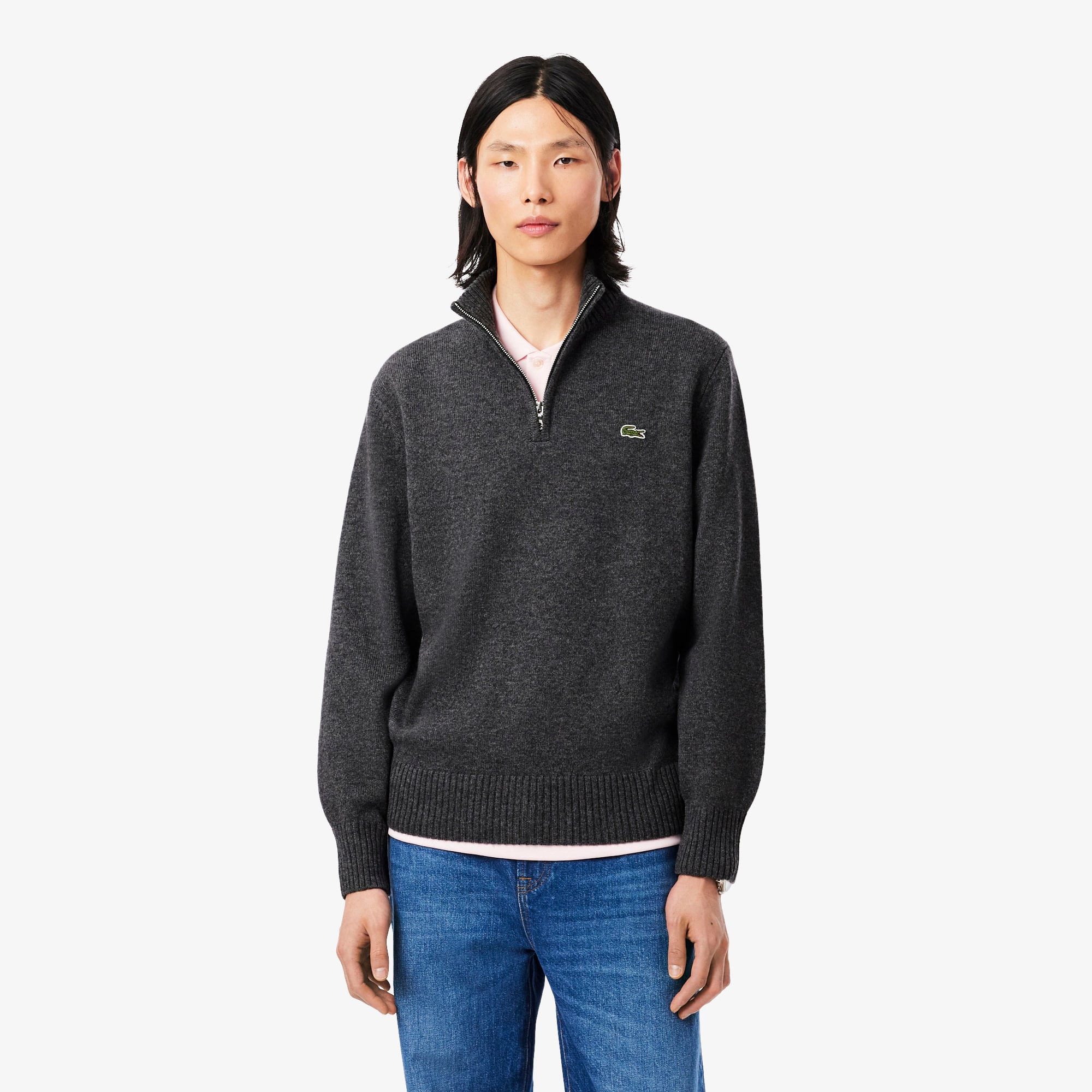 Men's Zip-Up High-Neck Wool Sweater - Sweaters & Sweatshirts - New