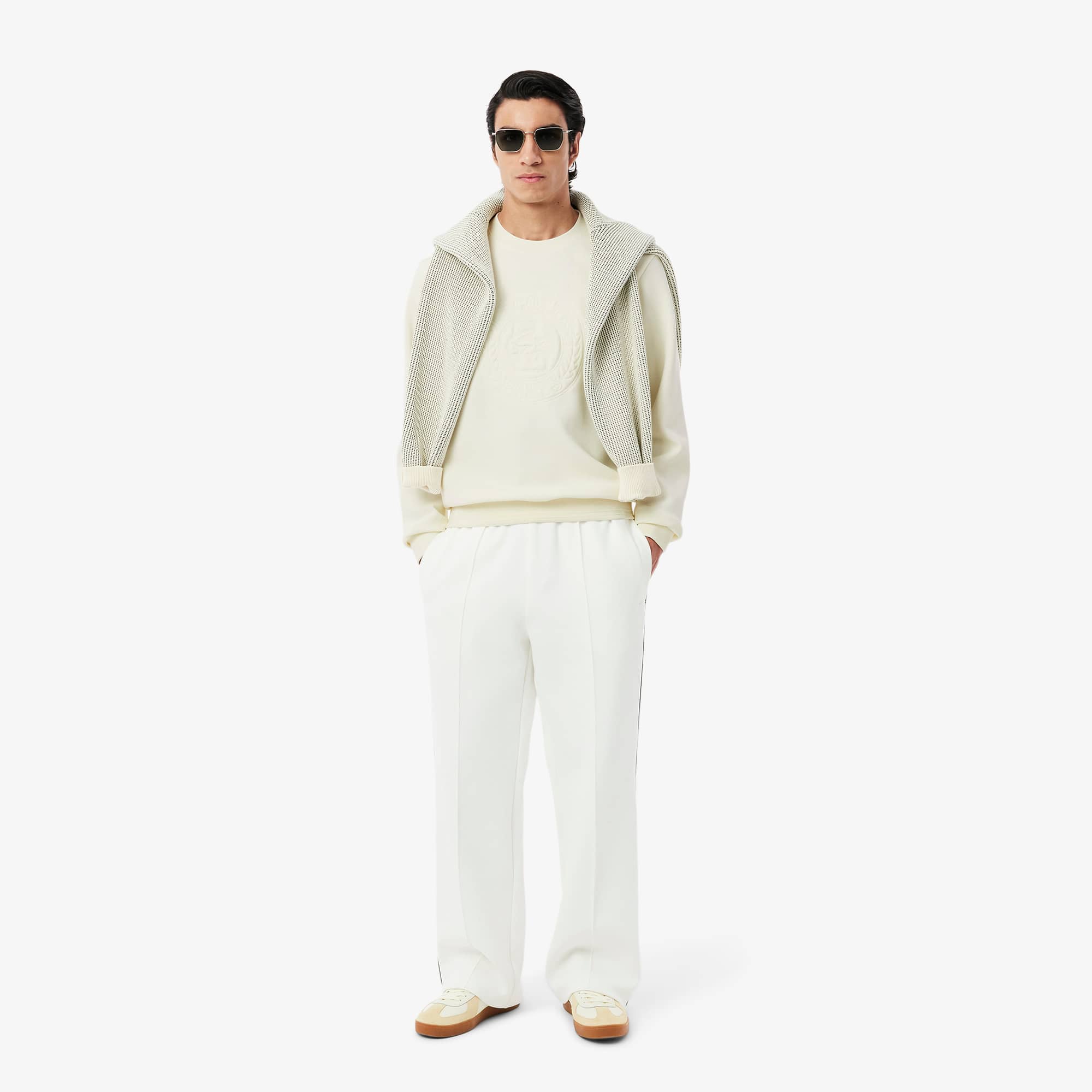 Men's Embossed Logo Piqué Sweatshirt - Sweaters & Sweatshirts