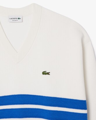 Su&eacute;ter de piqu&eacute; con cuello en V Relaxed Fit