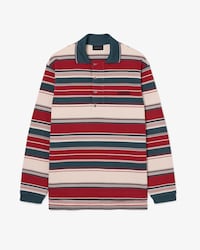Runway Loose Fit Striped Piqu&eacute; Polo Shirt
