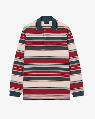 Runway Loose Fit Striped Piqu&eacute; Polo Shirt