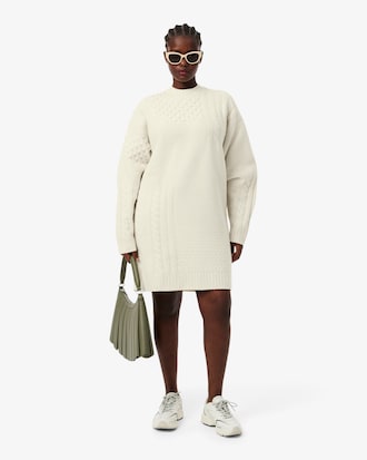 Women's Patchwork Effect Wool Sweater Dress