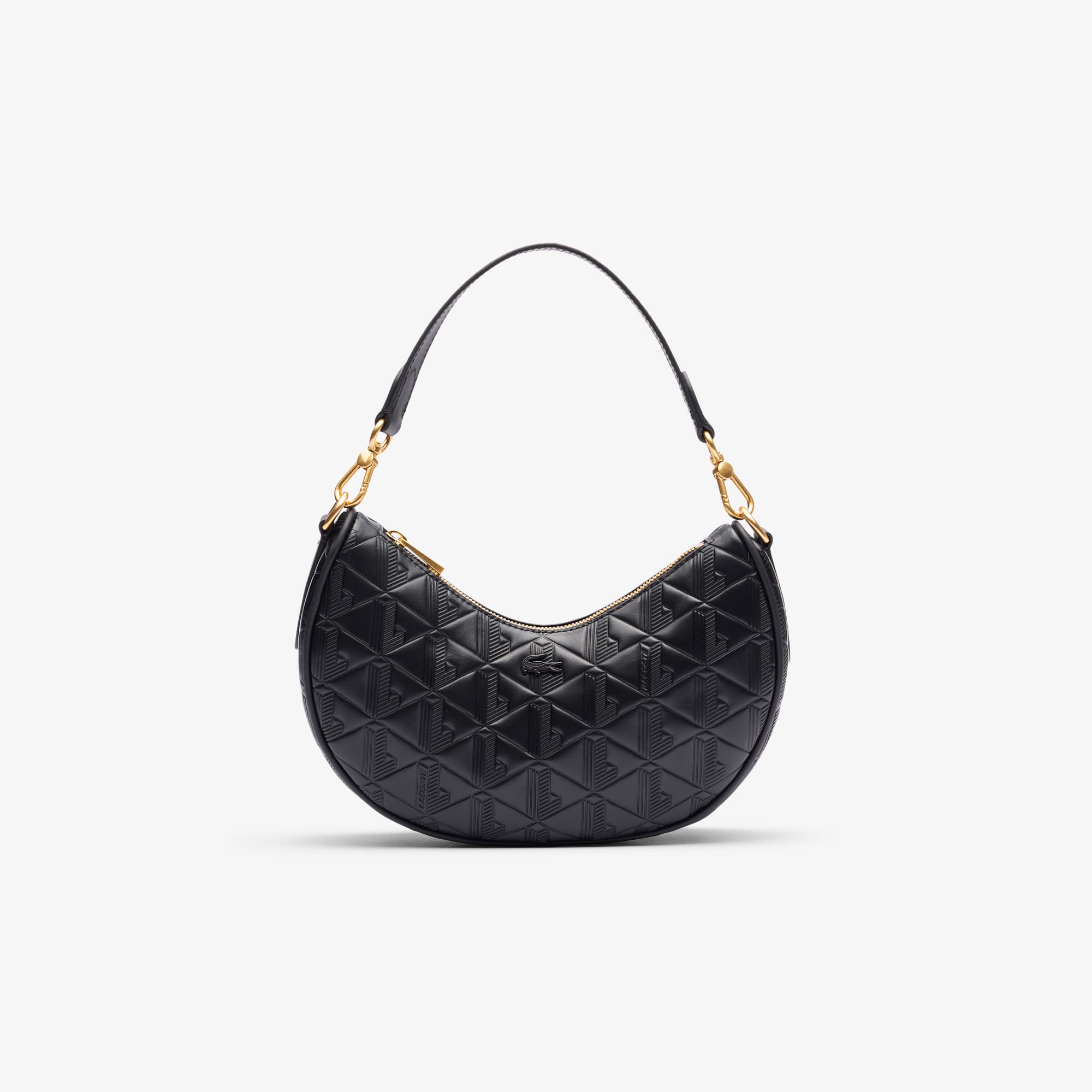 Lacoste Women's Maheki Embossed Leather Half Moon Bag - One Size In Black