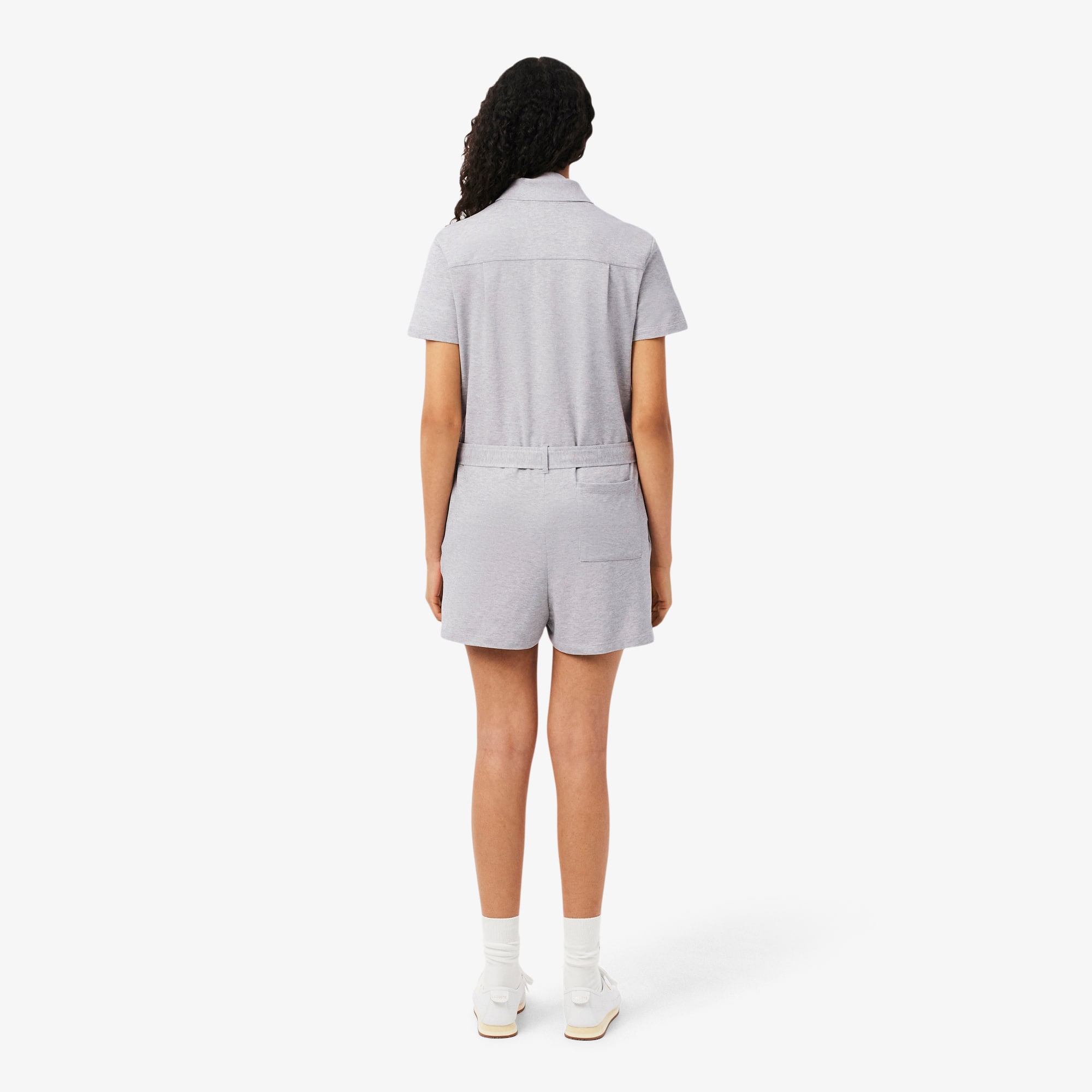 Stretch Piqué Polo Collar Romper