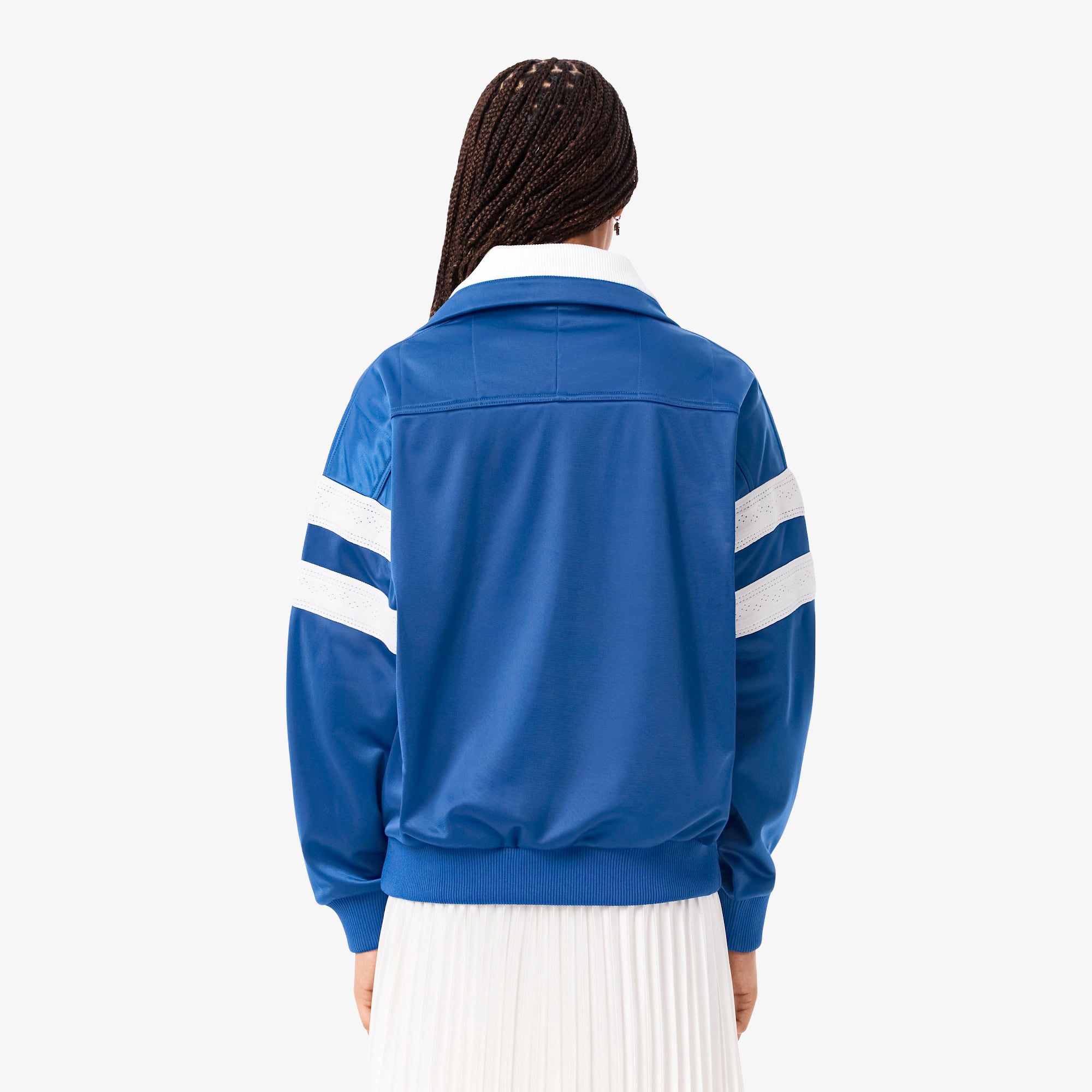 Women's Oversized Pointelle Stripe Satin Sweatshirt - Sweaters