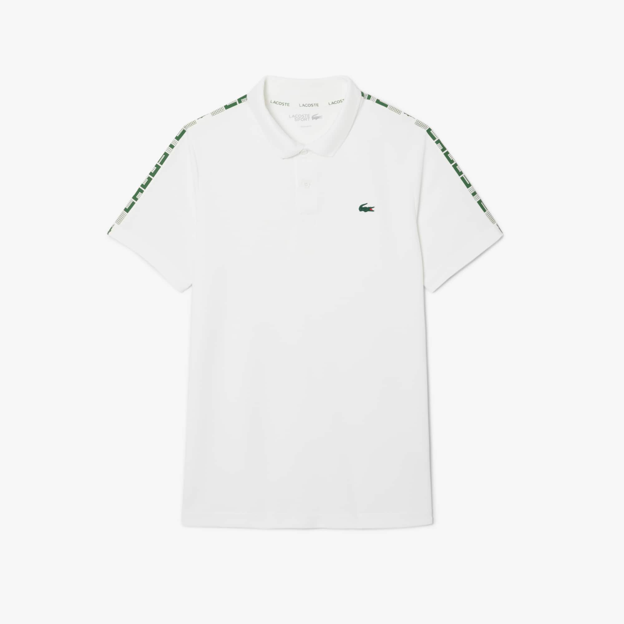 Lacoste Men's Ultra Dry Branded Stripe Tennis Polo - S - 3 In White