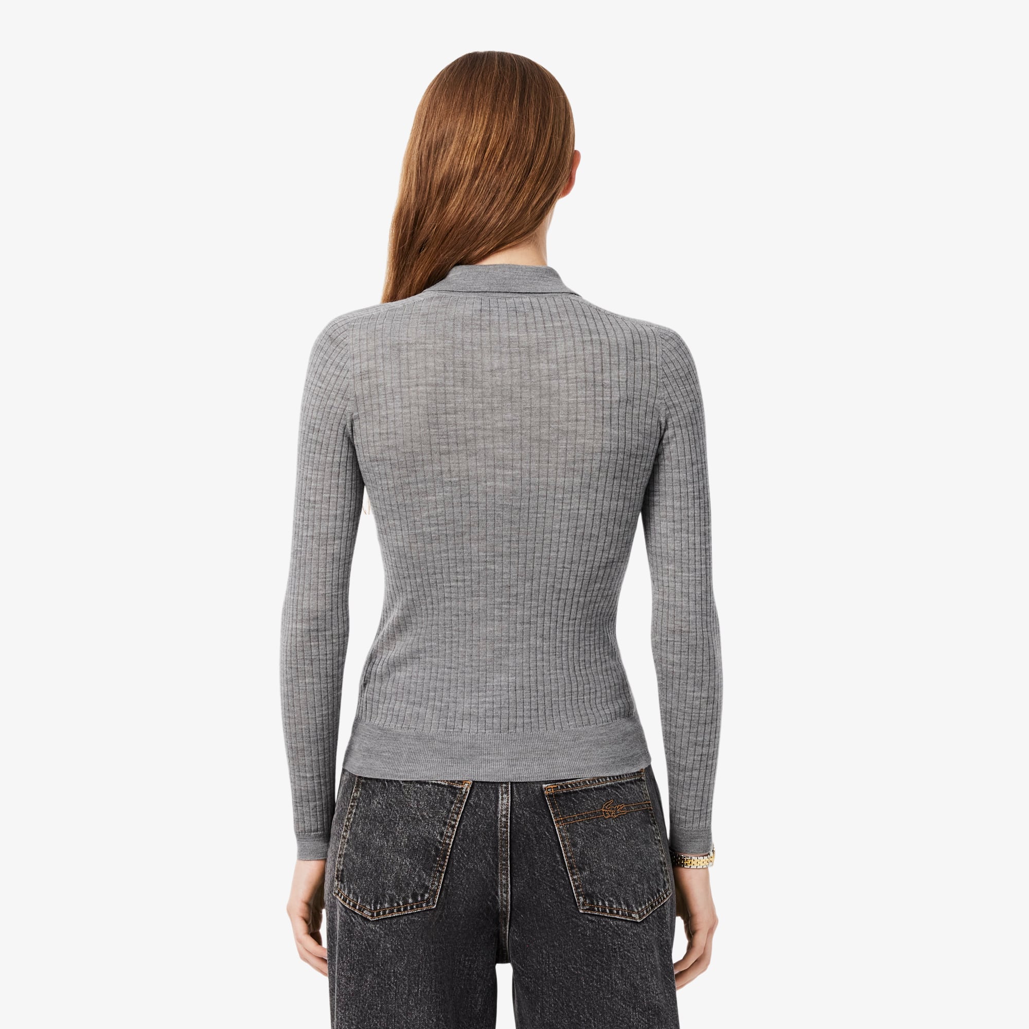 Women's Wool Jersey Polo Collar Sweater - Sweaters & Sweatshirts