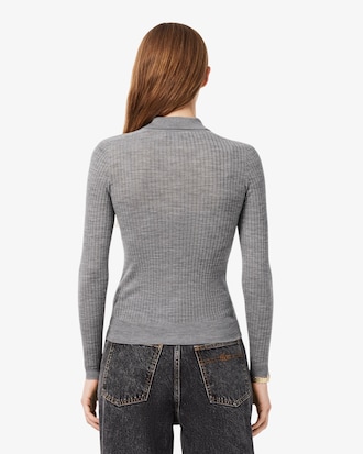 Women's Wool Jersey Polo Collar Sweater