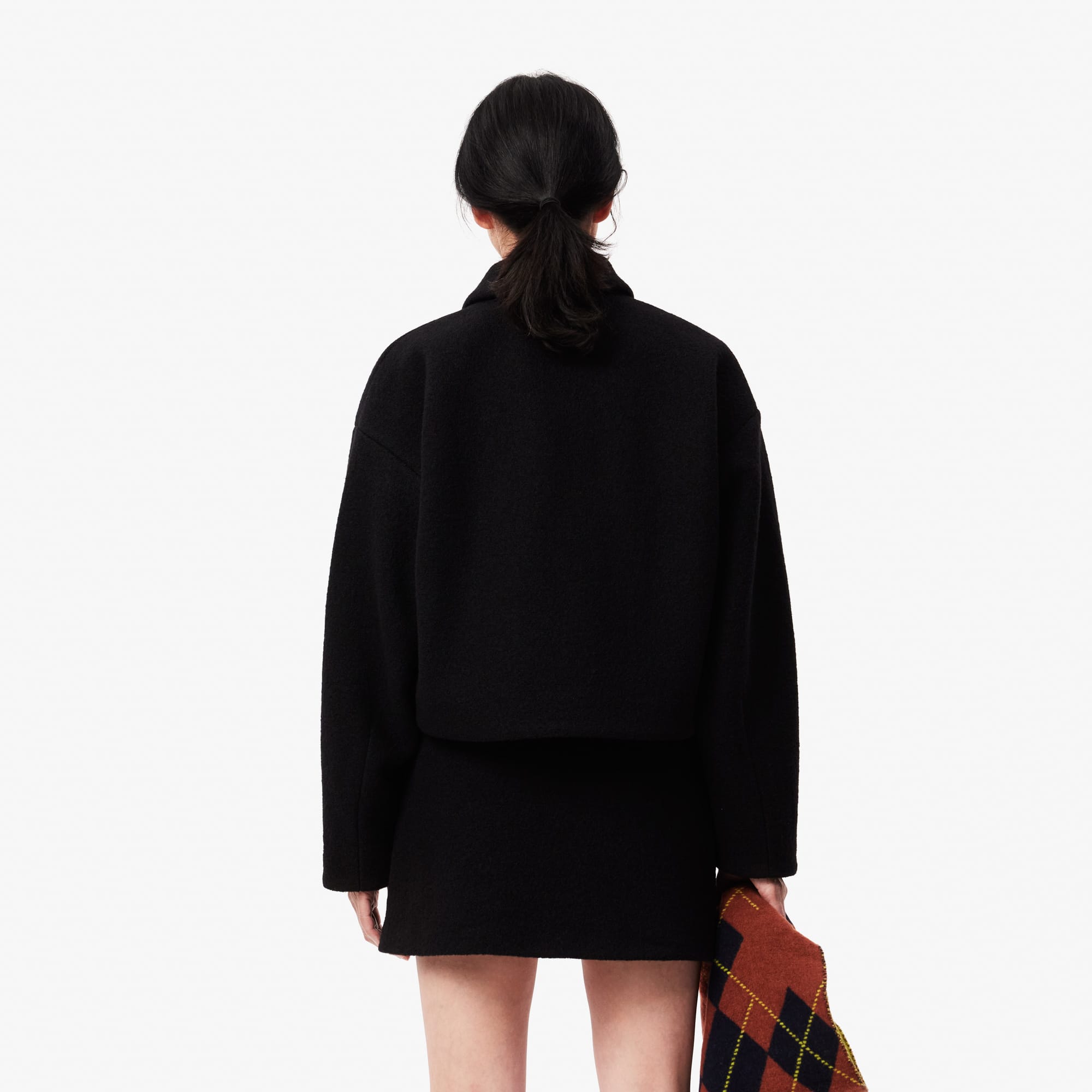 Women's Cropped Oversized Pure Wool Jacket - Jackets & Coats
