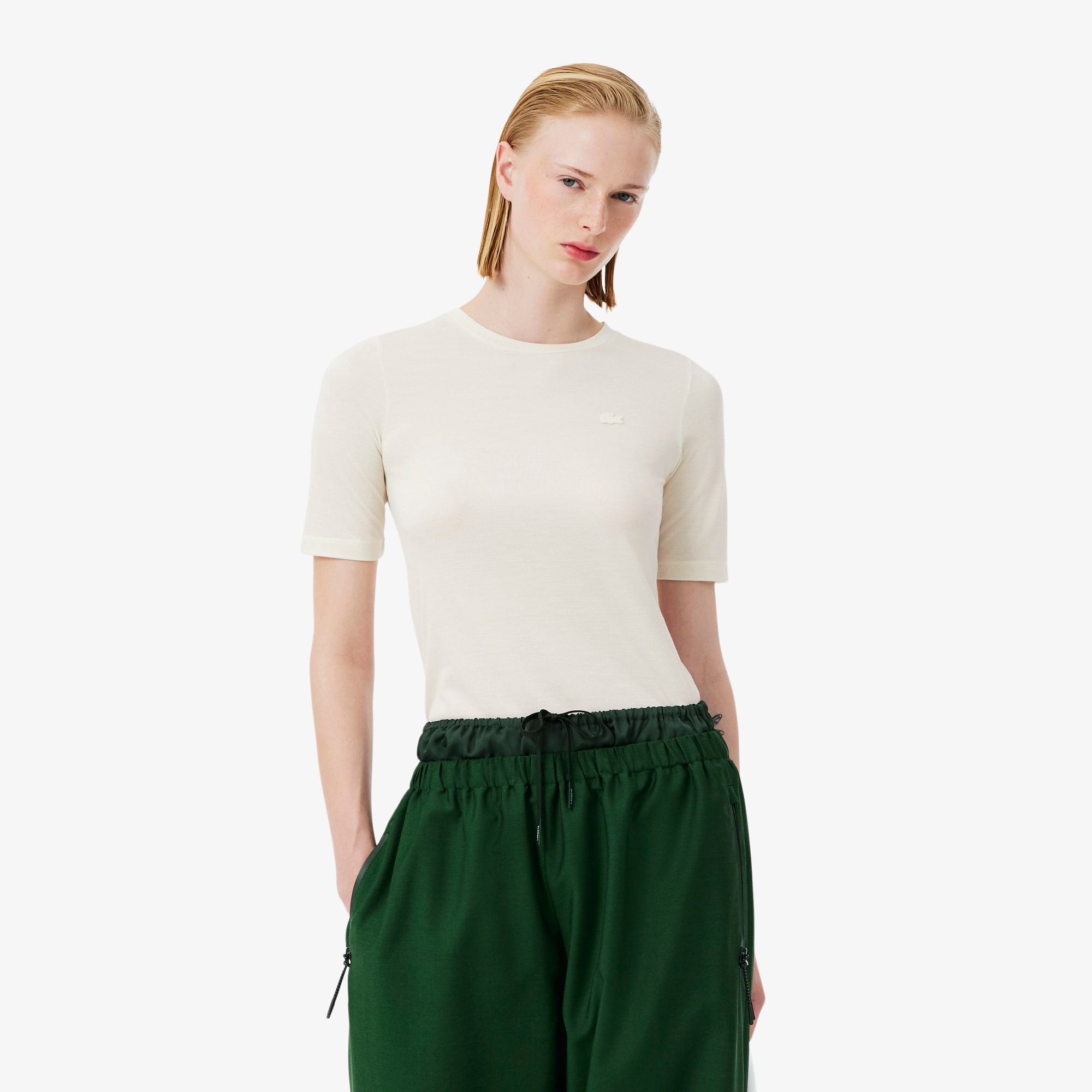 Lacoste Runway Silk Piqué T-shirt In White