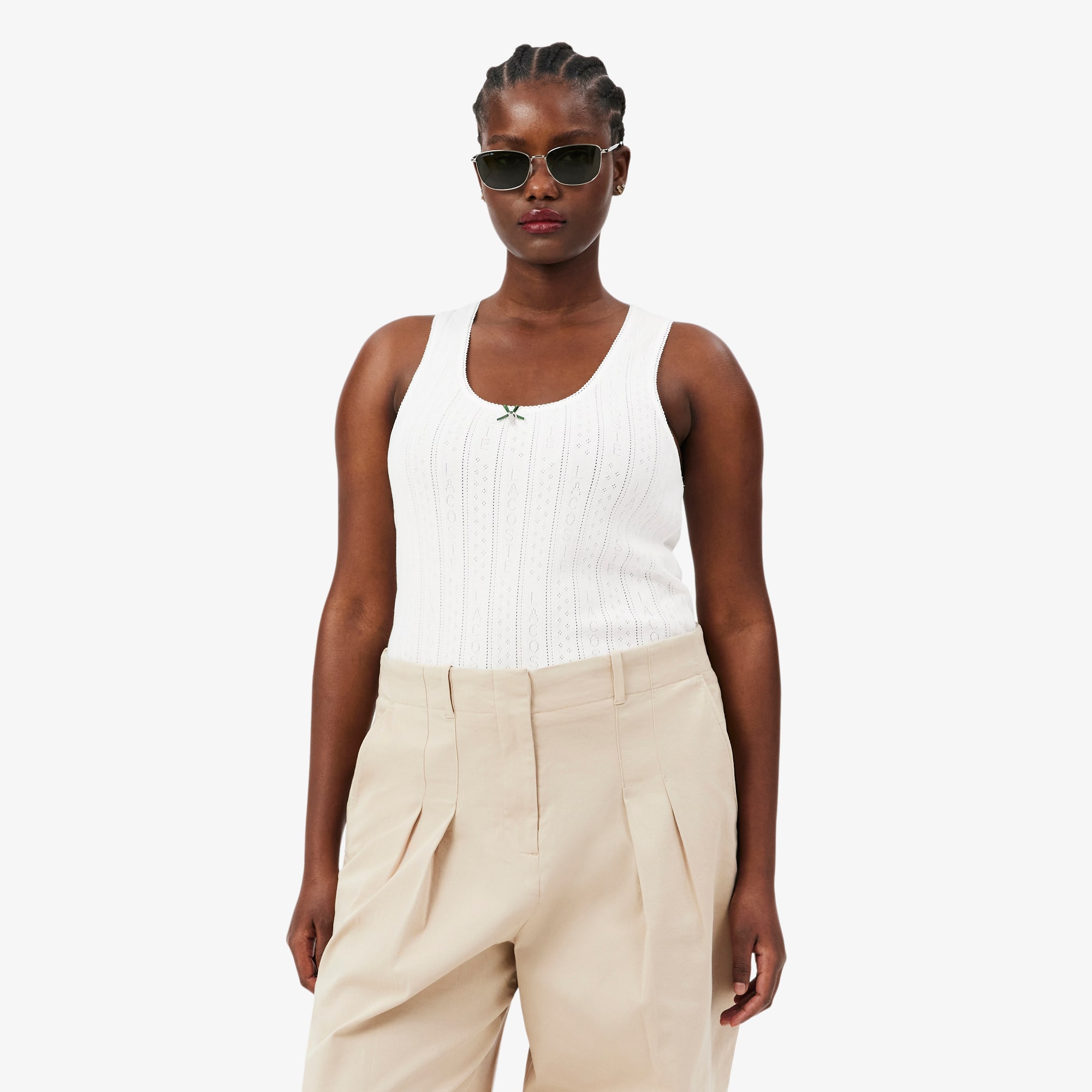 Women's Slim Fit Pointelle Knit Cotton Tank Top - Organic Cotton