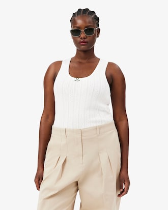 Women's Slim Fit Pointelle Knit Cotton Tank Top