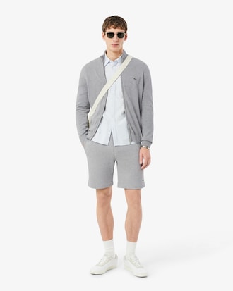 Pull zipp&eacute; &agrave; col montant en coton biologique uni