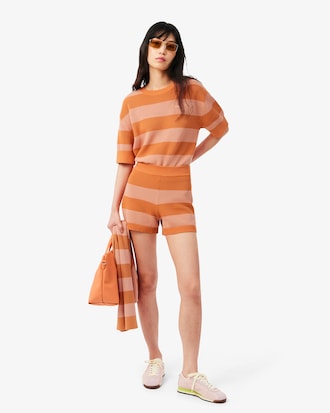 Shorts De Punto De Malla A Rayas