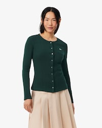 Slim Fit Pointelle Cotton Cardigan