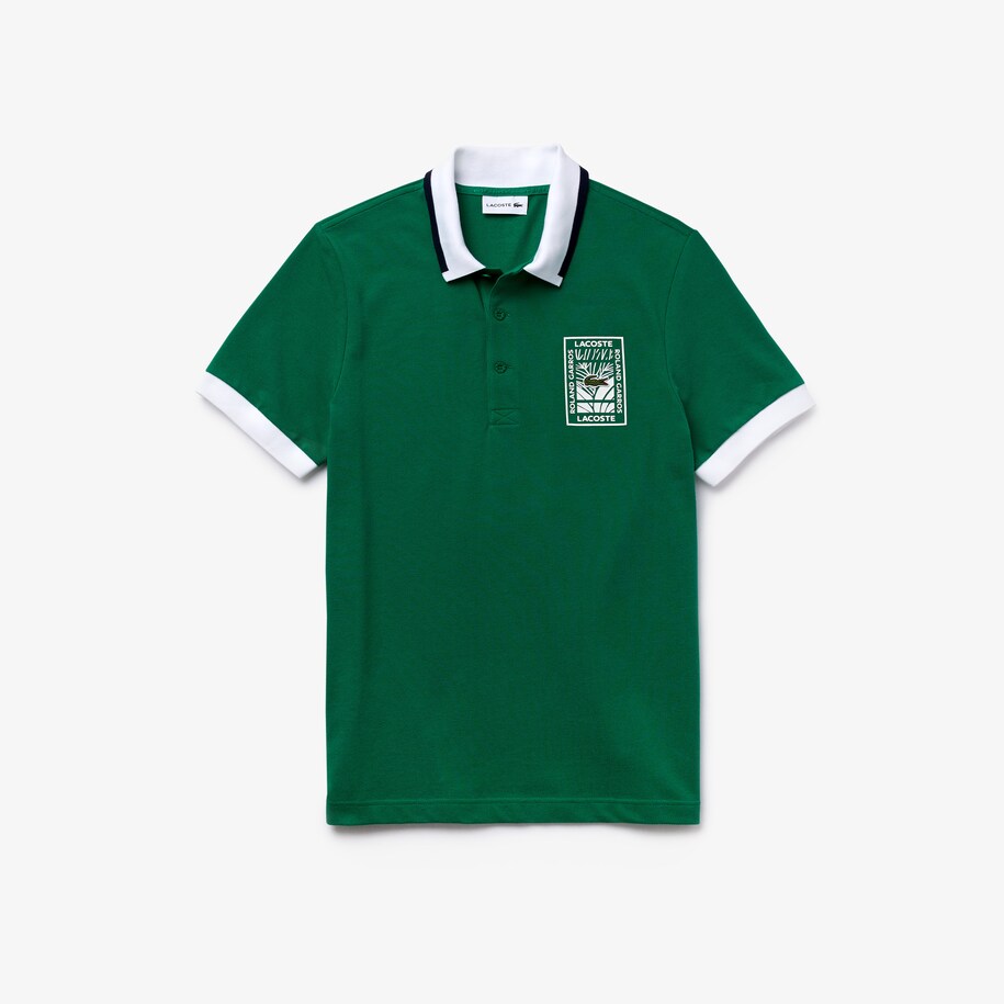 Men S Sport Roland Garros Plant Print Cotton Polo Shirt Lacoste