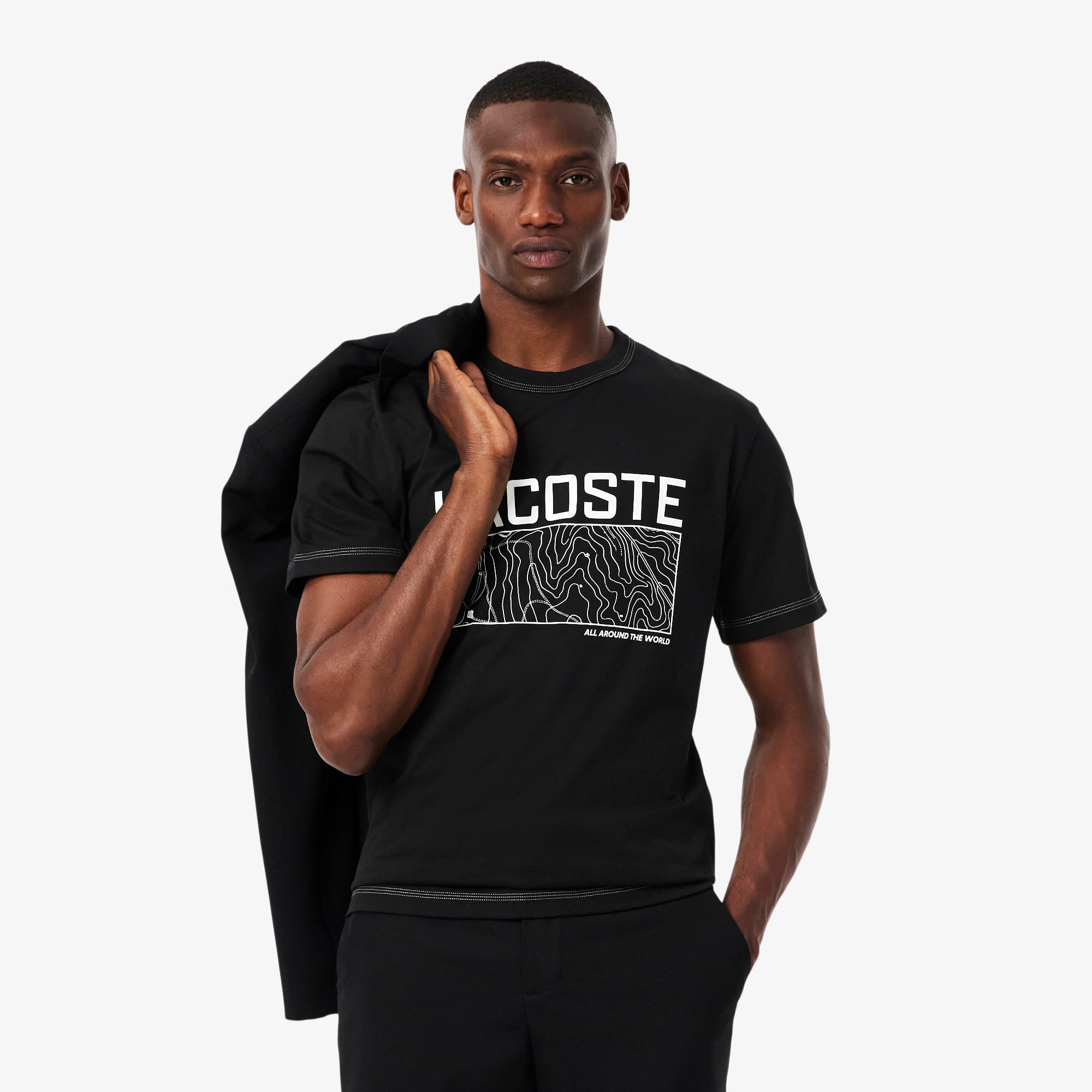 Lacoste Men's Printed Jersey T-shirt - S - 3 In Black
