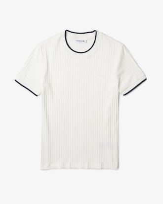 T-shirt c&ocirc;tel&eacute; &agrave; col rond en maille fantaisie avec d&eacute;tails ray&eacute;s