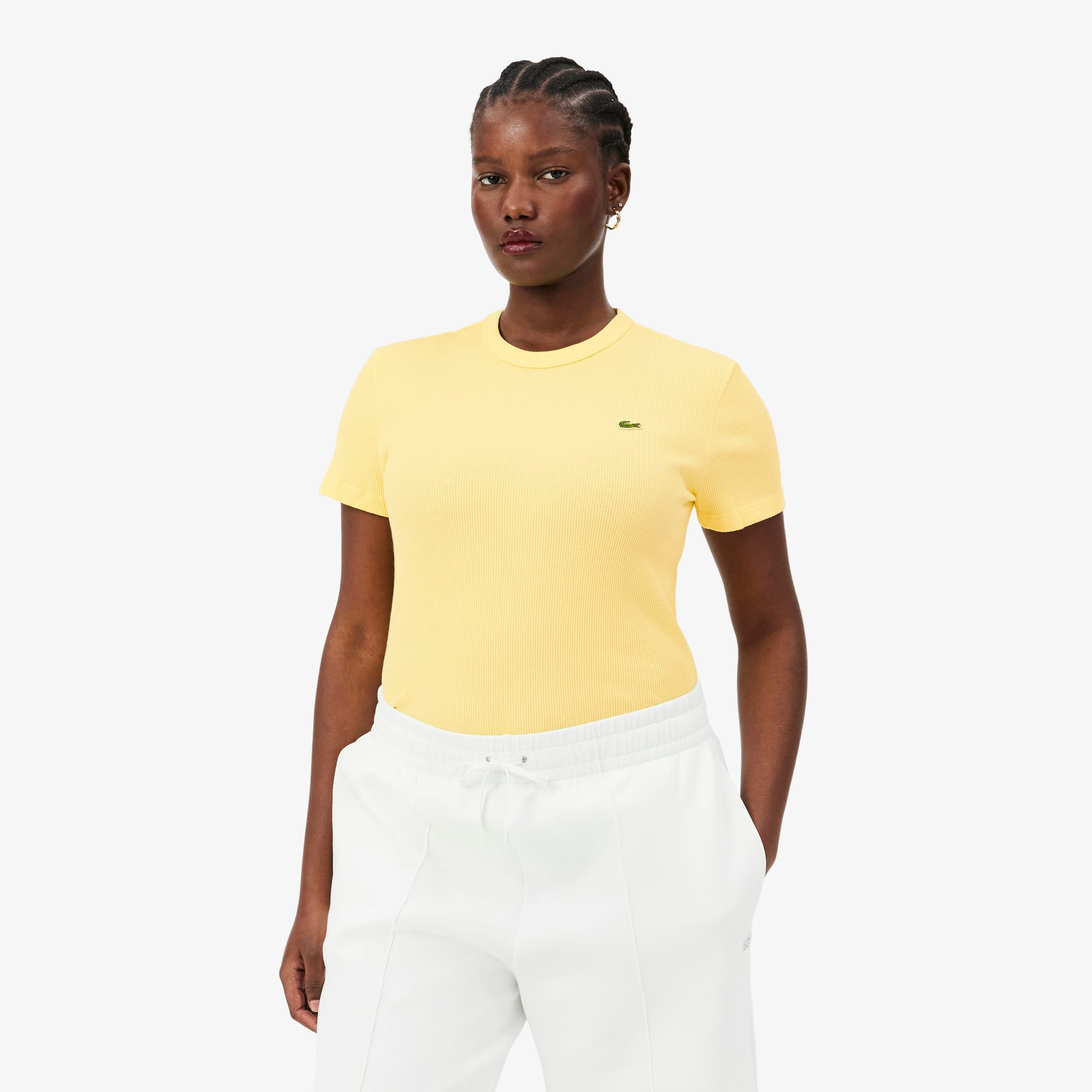 Women's Slim Fit Ribbed Cotton T-Shirt - T-Shirts & Tops - New In