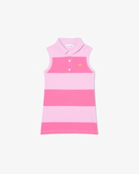 Sleeveless Striped Petit Piqu&eacute; Polo Dress