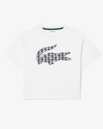 Girls' Monogram Print Cotton T-Shirt