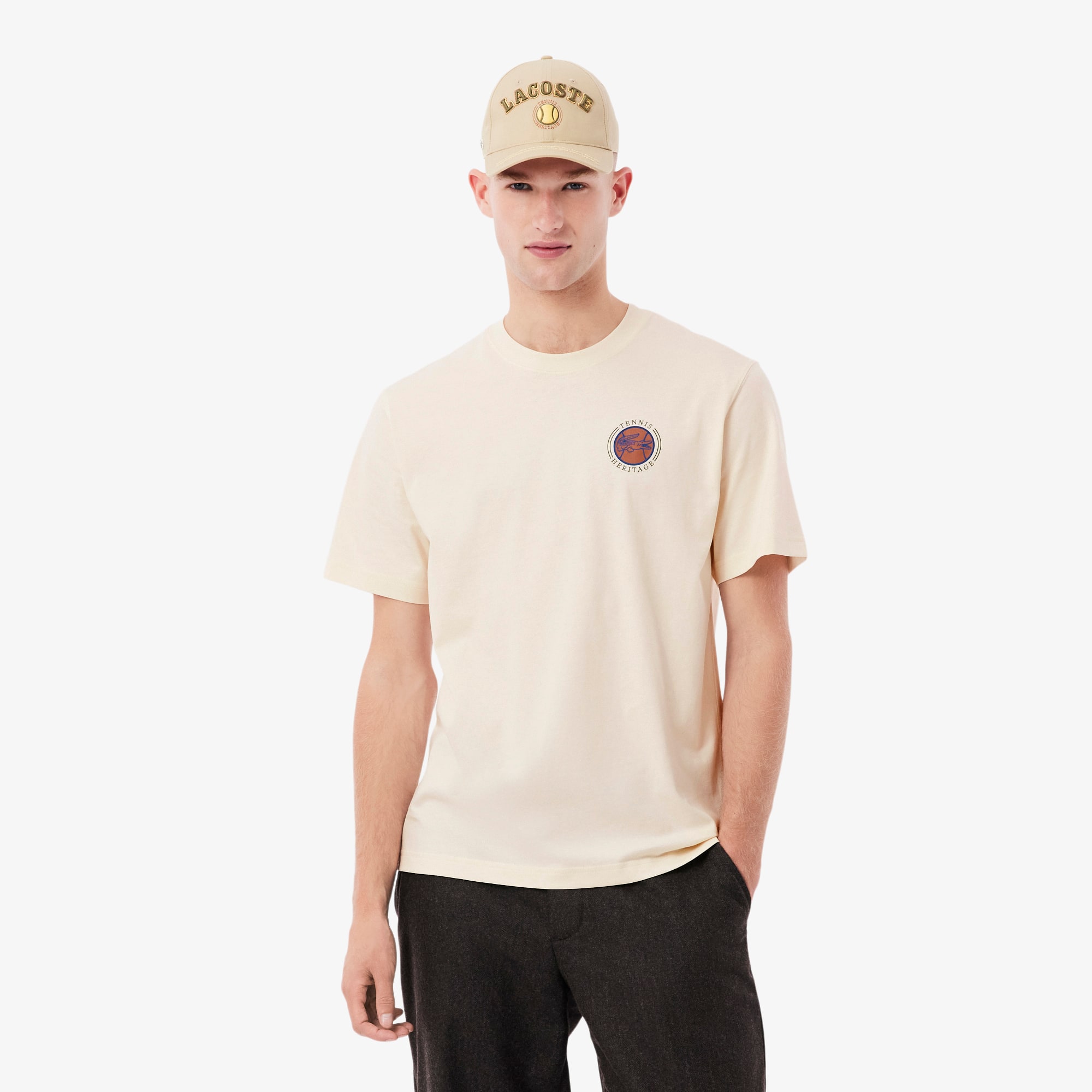 Lacoste Playera De Jersey Con Estampado Beige