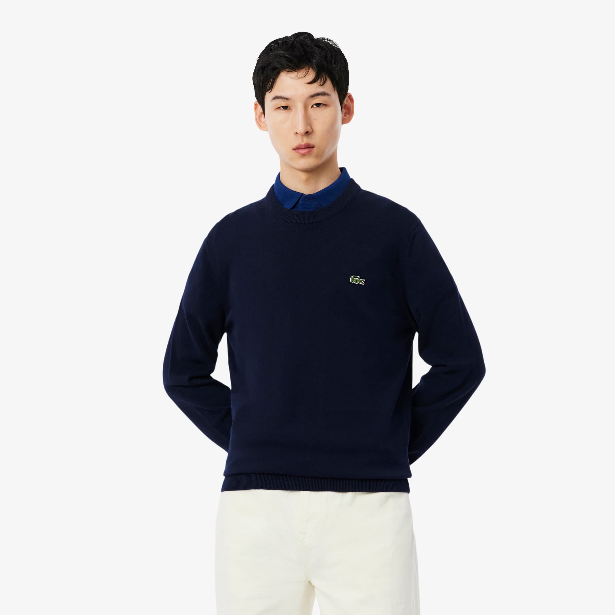 メンズウェア CLUBHAUS x Lacoste Crew Sweat Navy L Men's Crew Neck Cotton Sweater - Sweaters & Sweatshirts - New In