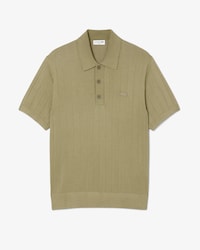 Men's Fluid Ribbed Knit Polo Collar Sweater