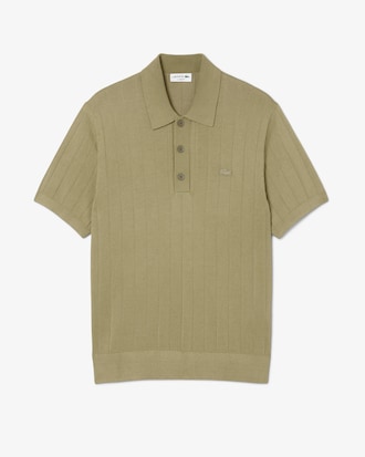 Pull col polo maille côtelée fluide