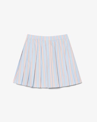 Poplin Short Striped Pleated Skirt