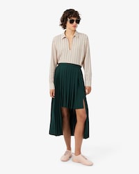 Long Asymmetric Pleated Jersey Skirt