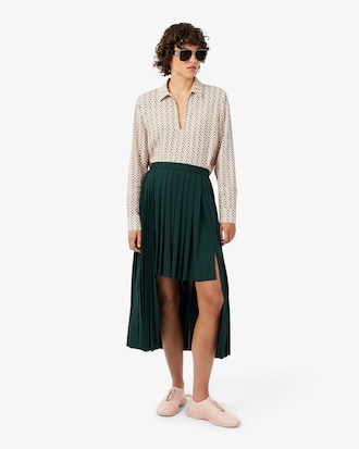 Jupe longue jersey pliss&eacute;e asym&eacute;trique