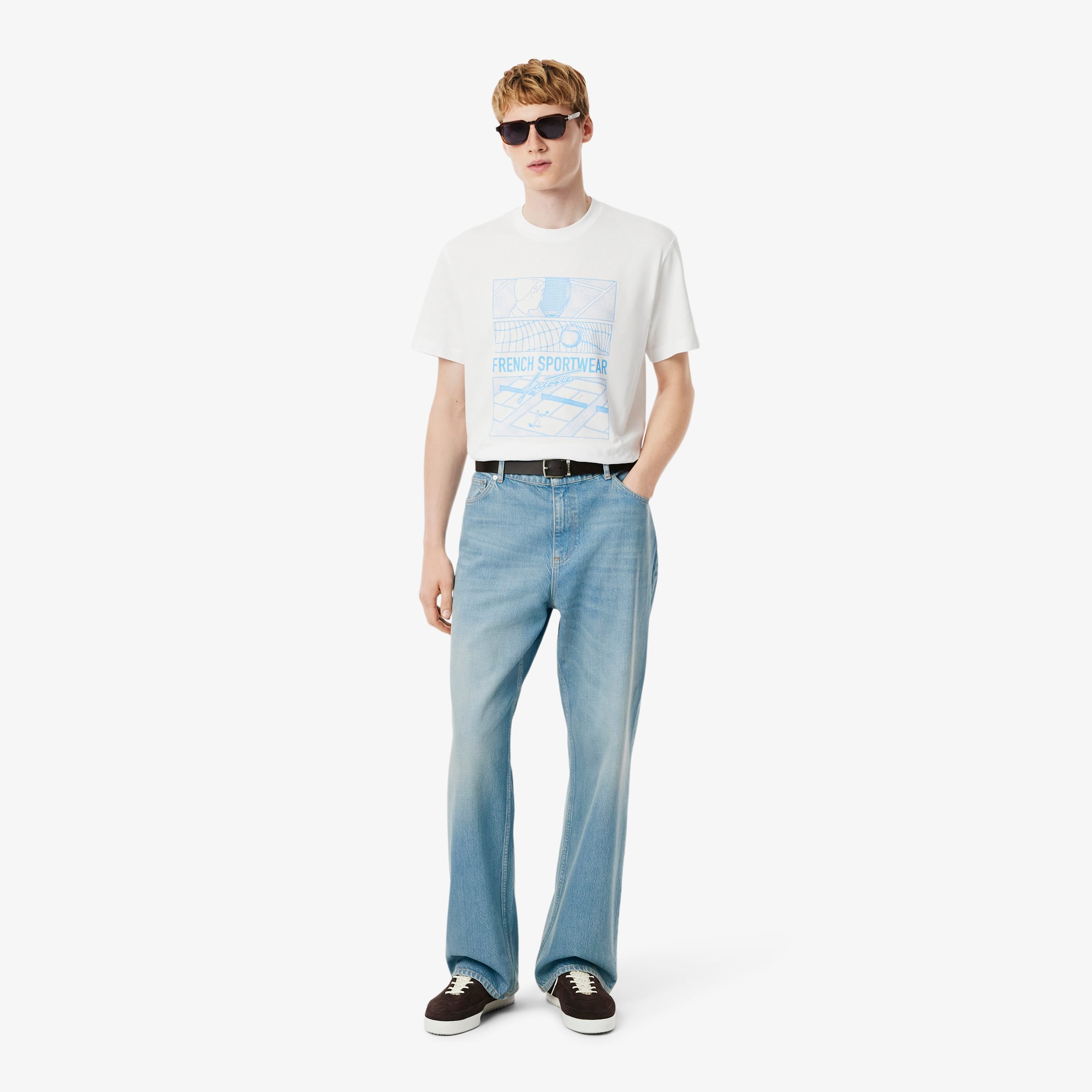 Lacoste Men's Loose Fit 5-pocket Denim Jeans - 16 - 38/34 In Blue