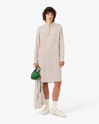 Robe col chemise cr&ecirc;pe fluide