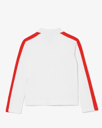 Girls' Lacoste Contrast Band Zip Polo Shirt