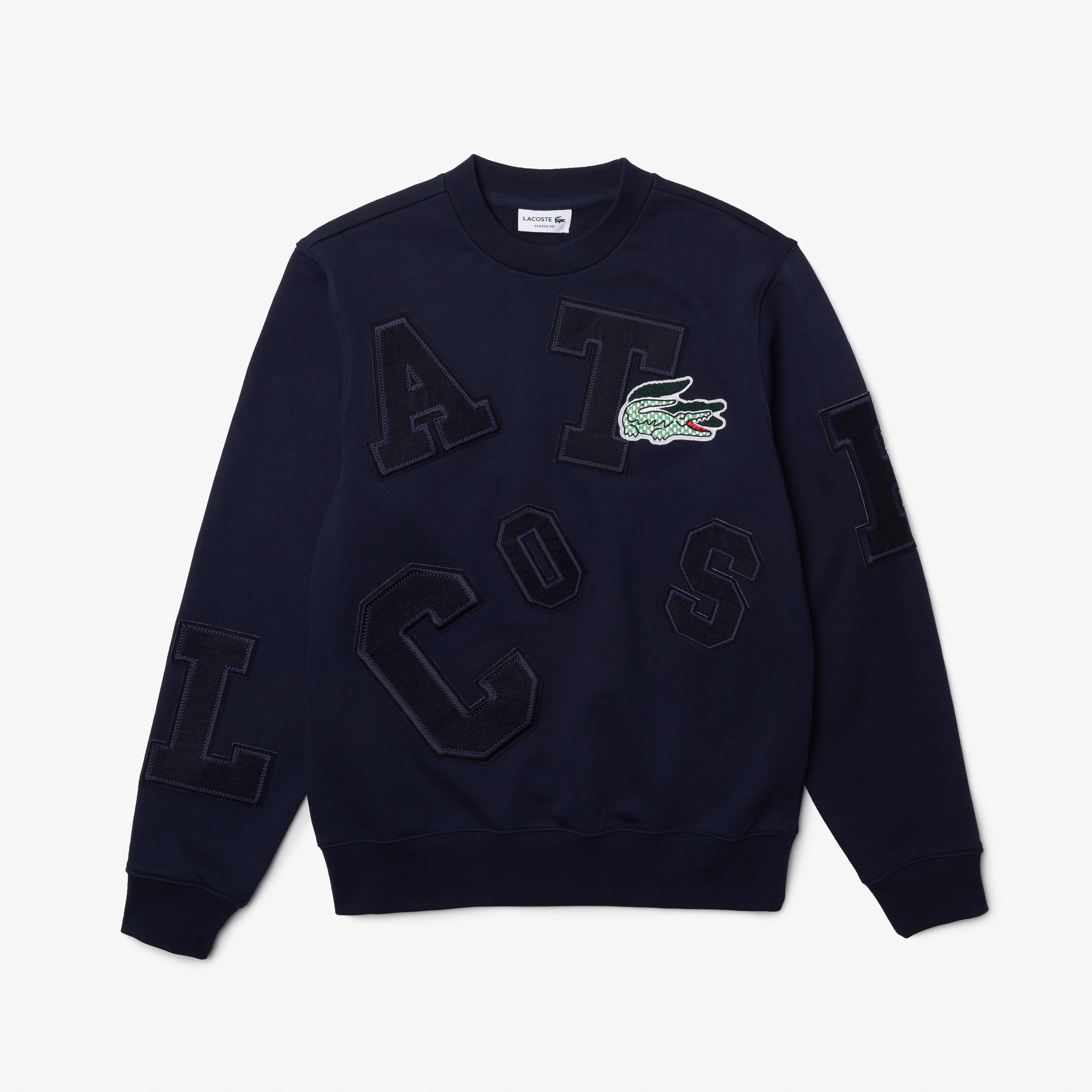 Men’s Heritage Crew Neck Lacoste Print Fleece Sweatshirt - Sweatshirts ...