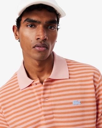 Classic Fit Textured Striped Polo Shirt