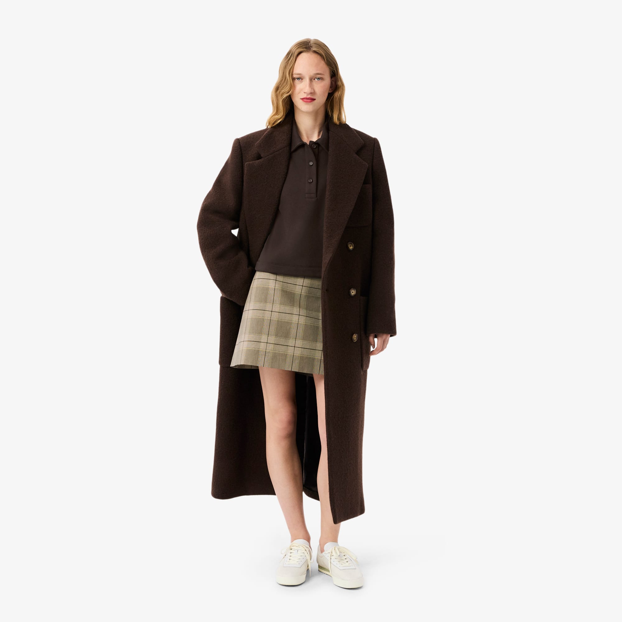 キャメル MIRAGE P25L 25053 Women's Oversized Fleece Polo Collar Sweatshirt - Sweaters