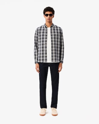 Men's Slim Fit Stretch Plaid Shirt