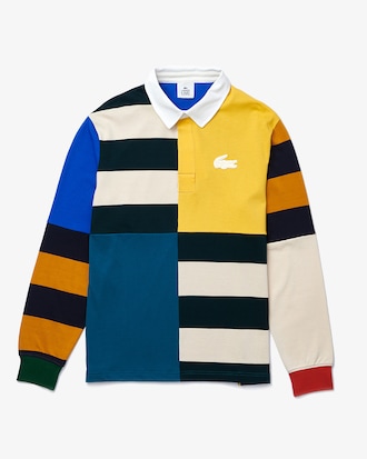 Men&rsquo;s LIVE Loose Fit Colourblock Cotton Rugby Style Polo Shirt