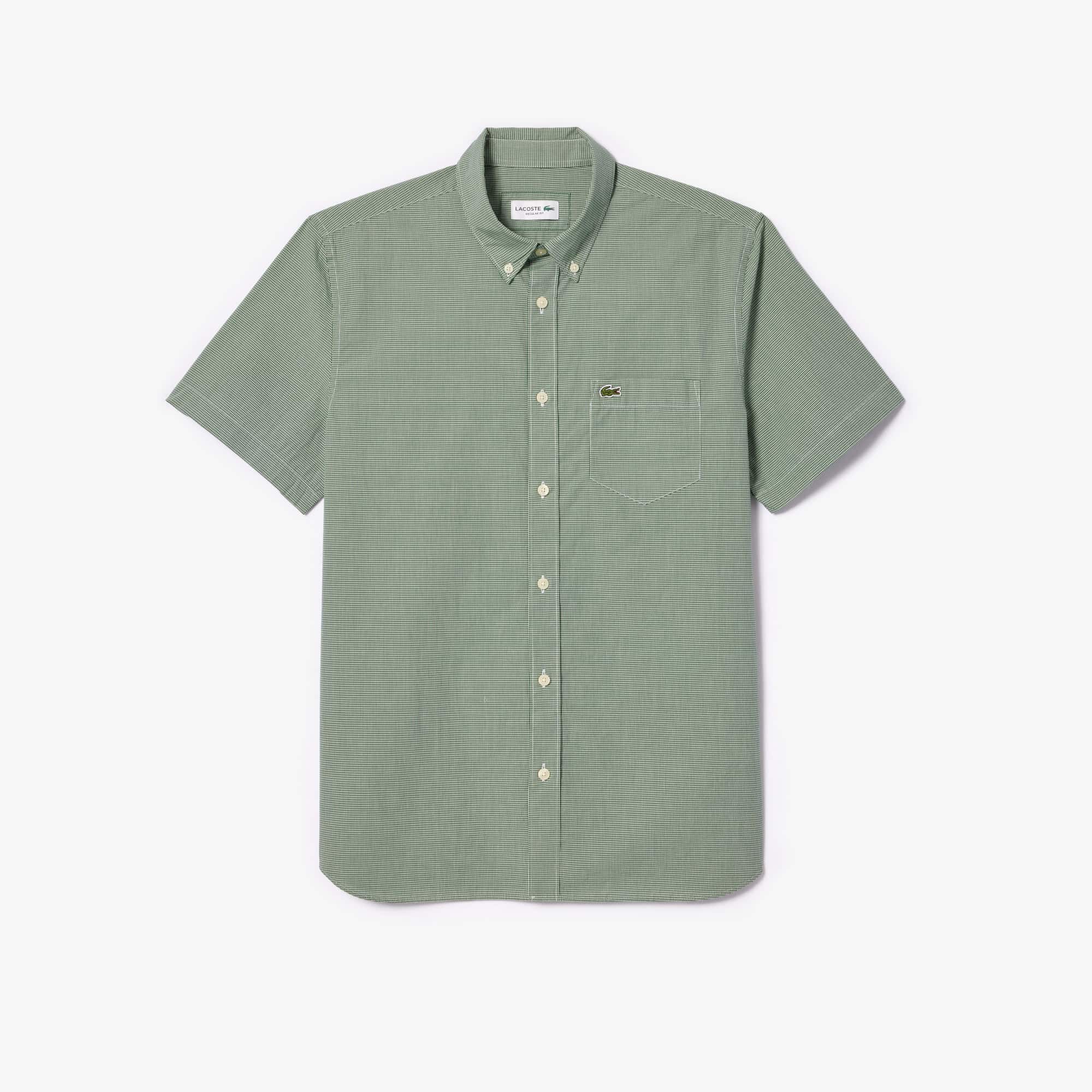 Lacoste Men's Short Sleeve Regular Fit Gingham Shirt