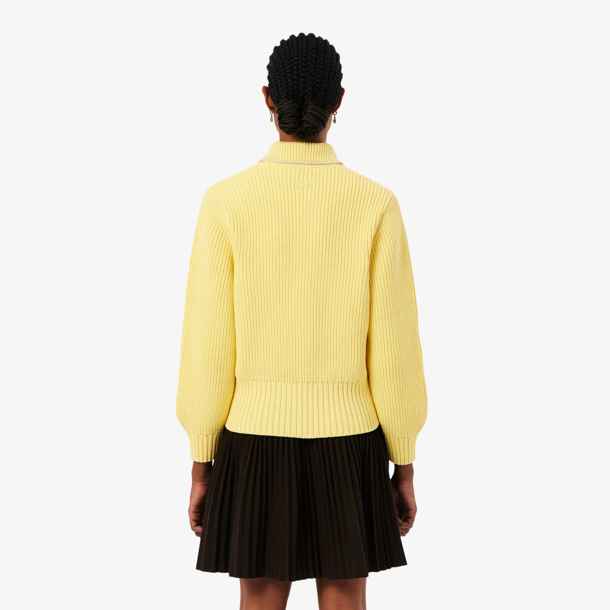 Zipped Cotton Badge Accent Sweater