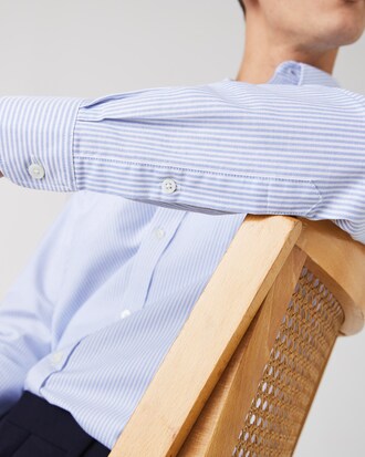 Camisa para hombre de corte regular en algod&oacute;n oxford a rayas