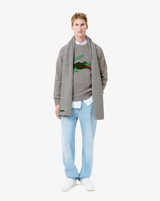 Men's Crocodile Motif Wool Sweater