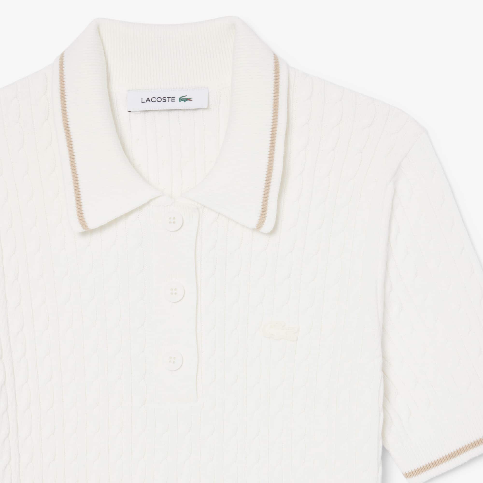 Striped Cable Knit Polo Collar Sweater - Sweaters & Sweatshirts