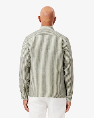 Camisa para hombre regular fit de lino a rayas
