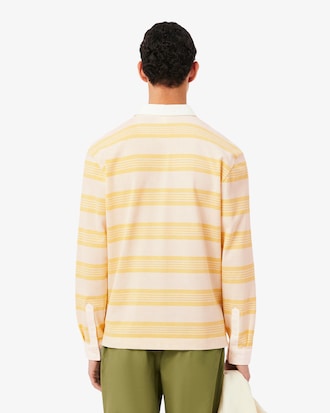 Relaxed Fit Striped Piqu&eacute; Rugby Polo Shirt