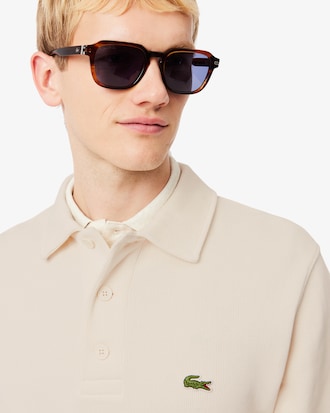 Men's Ribbed Cotton Polo Collar Sweatshirt